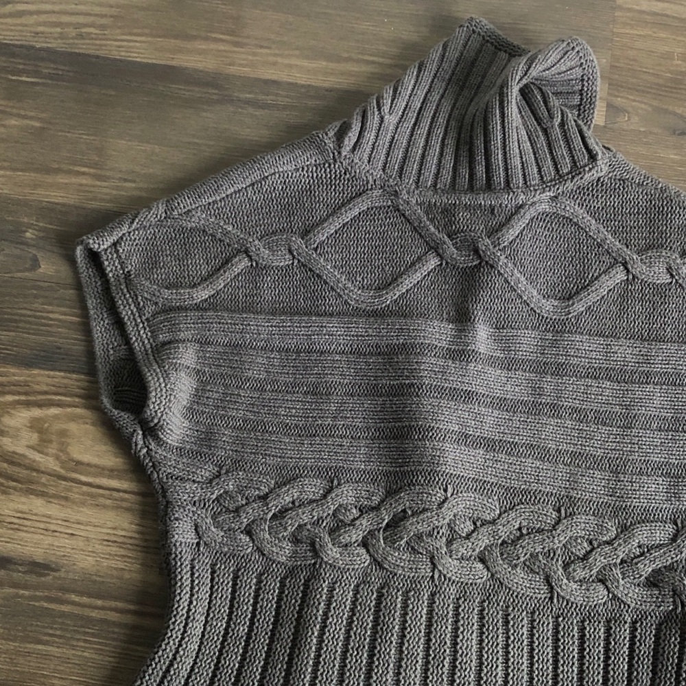 Tommy Hilfiger Shawl Collar Short Sleeve Sweater Grey Cotton Buckle Snap Front - Picture 7 of 15